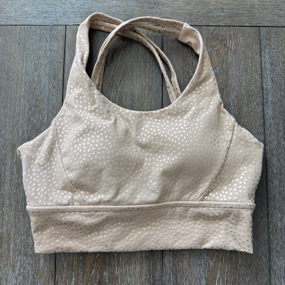 EUC BuffBunny Light Tan Rosa Gold Bossy Sports Bra